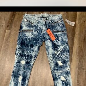 Rock Revival acid wash moto Jeans 30x31
